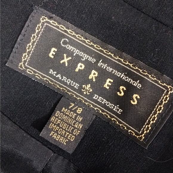 EXPRESS! GORGEOUS TAILORED, FITTED BLACK MICROFIBER DRESS JACKET, BLAZER! SZ 7/8 - Picture 10 of 13